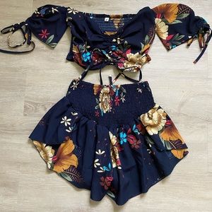Boutique 2-piece crop top/high waisted shorts set